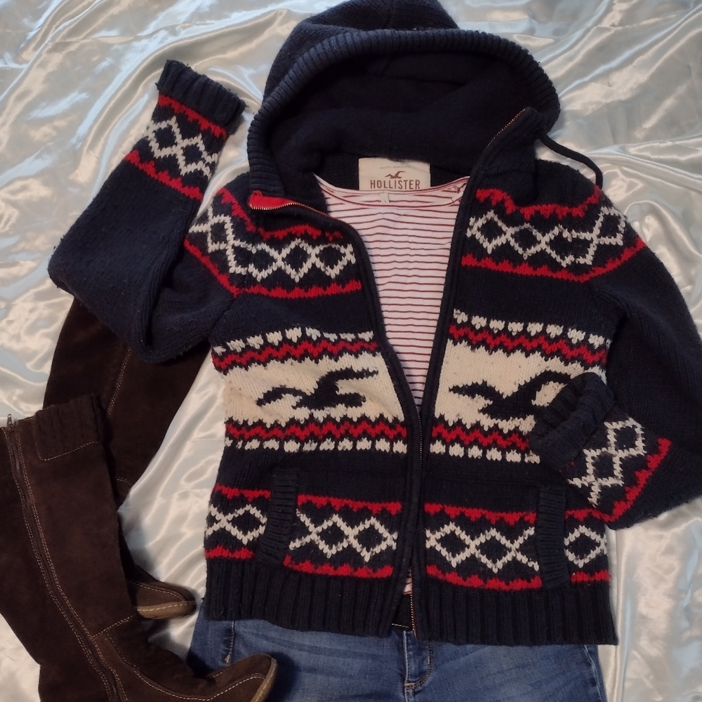 Hollister Hoodie Sweater Zip-Front size M
